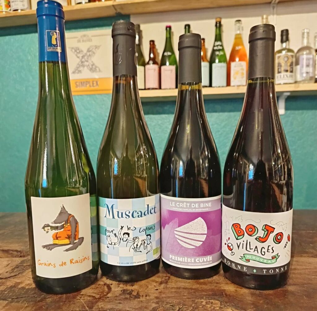 Beaujolais Nouveau muscadet primeur vin bio, biodynamique, vin naturel caviste nantes centre proche Toutes Joies Procé Guist'Hau Monselet Bastille